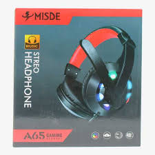 Red A65 Stereo Gaming Headset – 7 LED Lights & Mic for PC, Laptop & Console