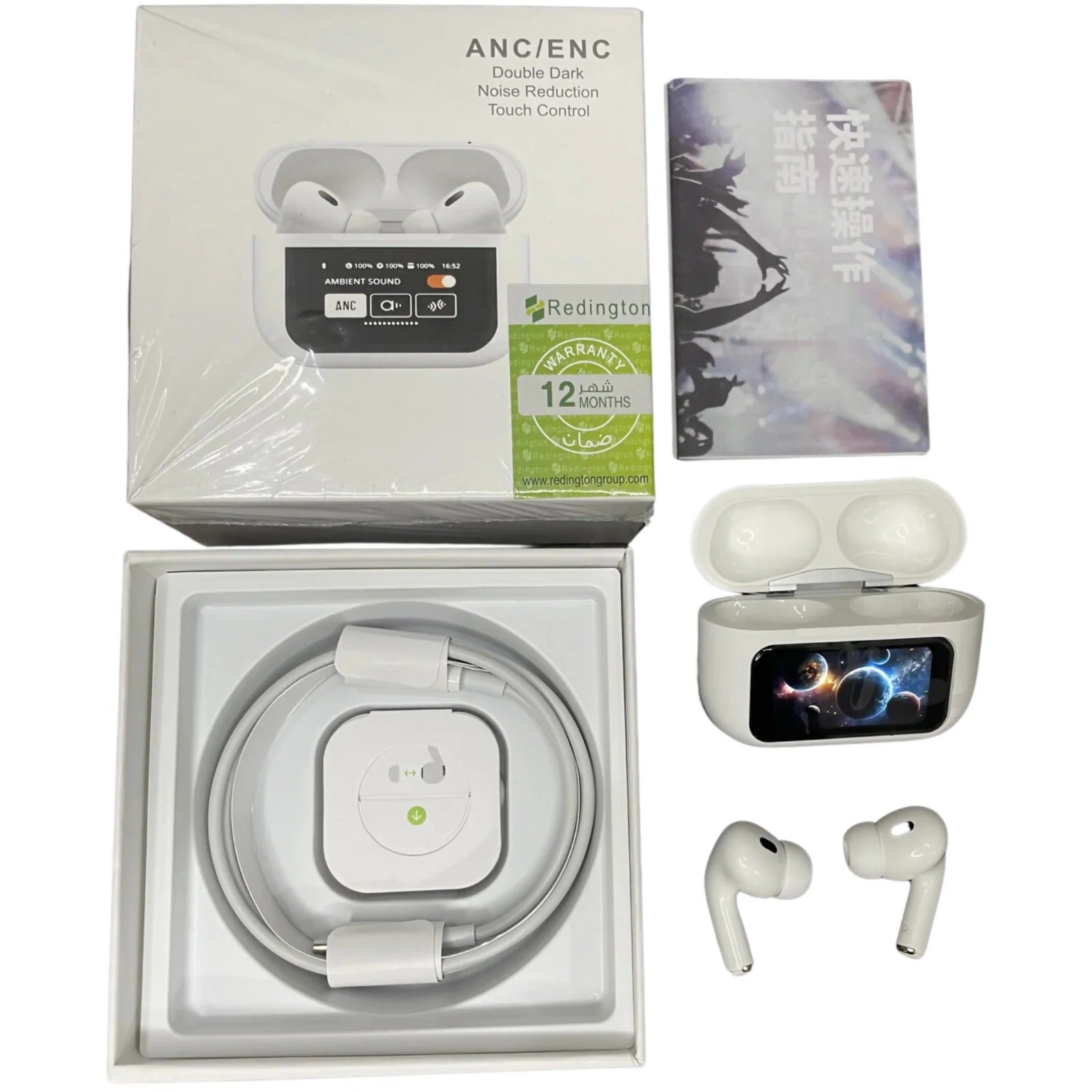 Airpods A9 Pro, 5th Gen Digital Display ANC+ENC + Wisdom Screen + Ear Detection Light Sense